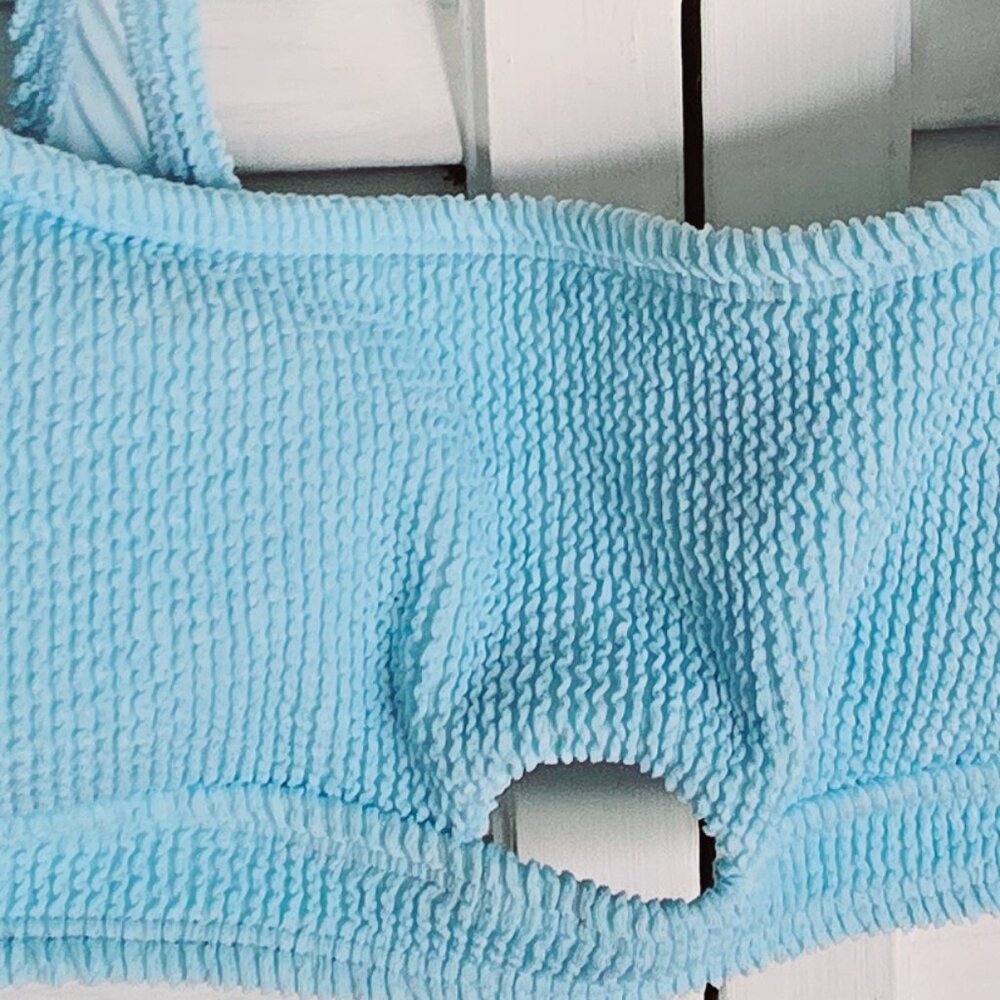 NWT TARGET XHILARATION BABY BLUE BRALETTE STYLE TEXTURED BIKINI TOP XL (12-14) - Picture 6 of 6